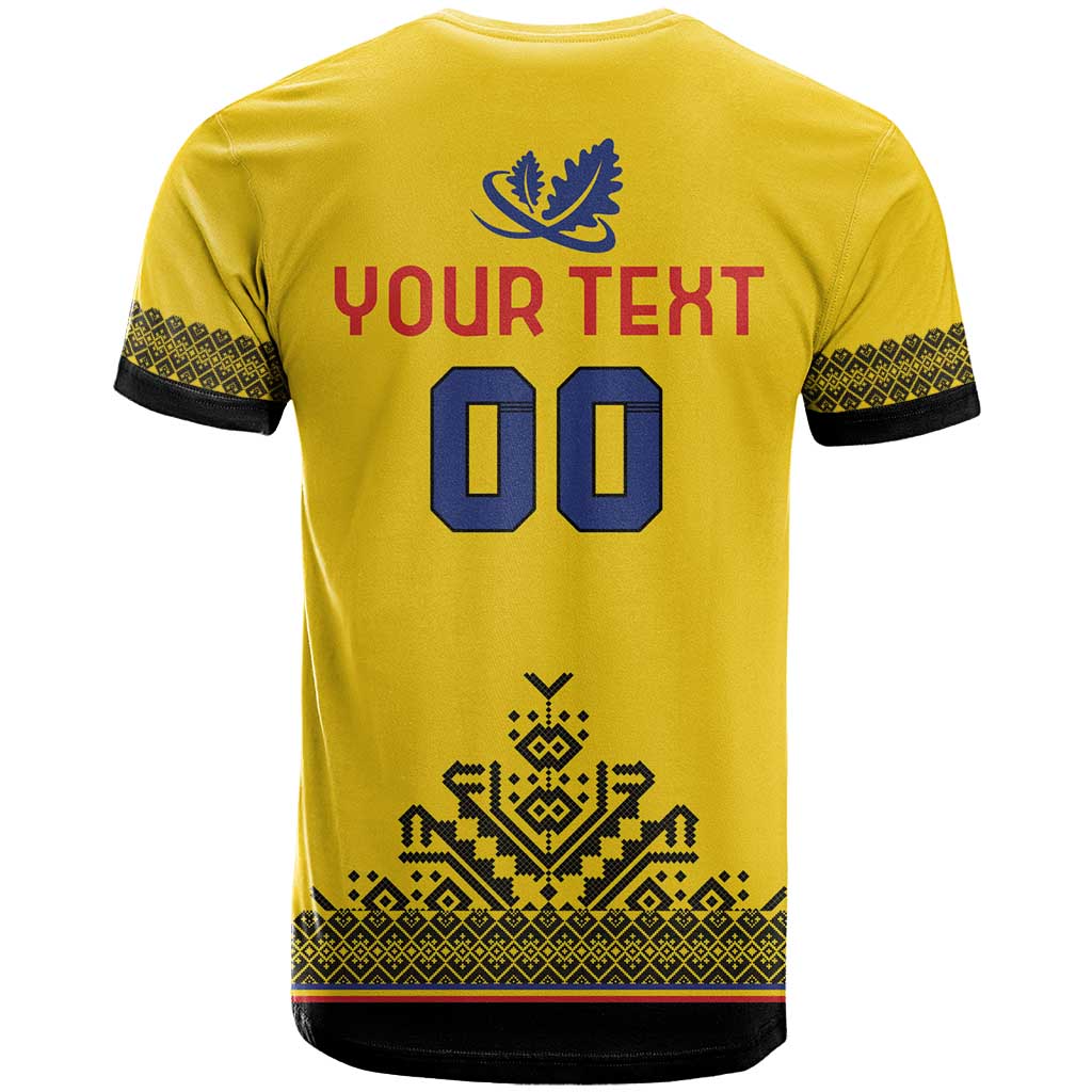 Custom Romania Rugby T-Shirt Yellow Version Retro Style Graphic Tee