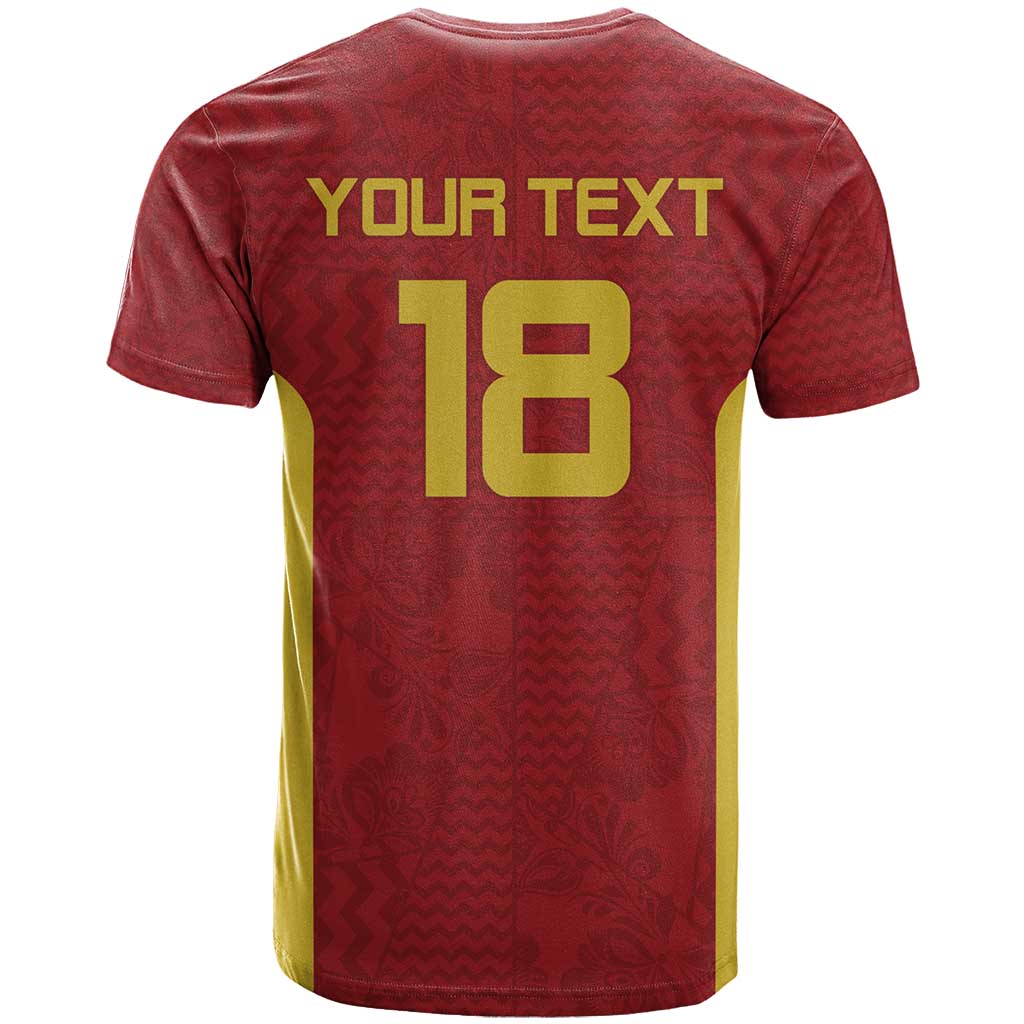 Custom Russia Football T-Shirt Nashi Parni Khokhloma Style - Red Graphic Tee