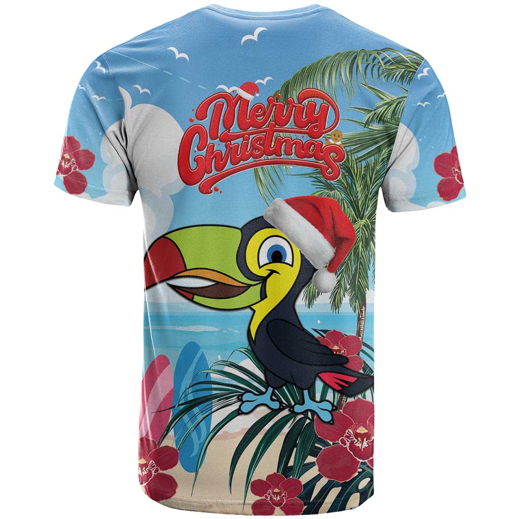 Belize Keel-billed Toucan Christmas T-Shirt Black Orchid Christmas Beach Vibe Graphic Tee
