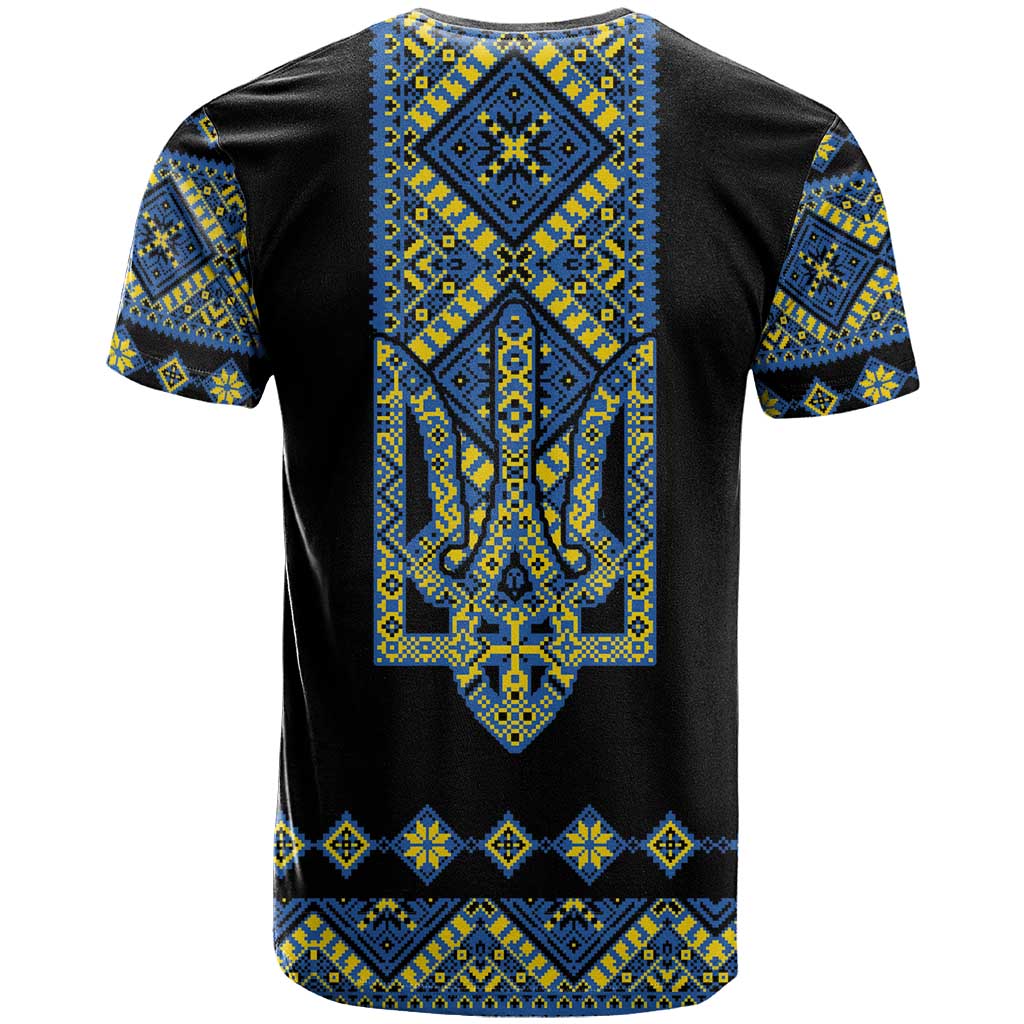 Ukraine Bandura Vyshyvanka Pattern T-Shirt Ukrainian Heritage Folk Black Version Graphic Tee