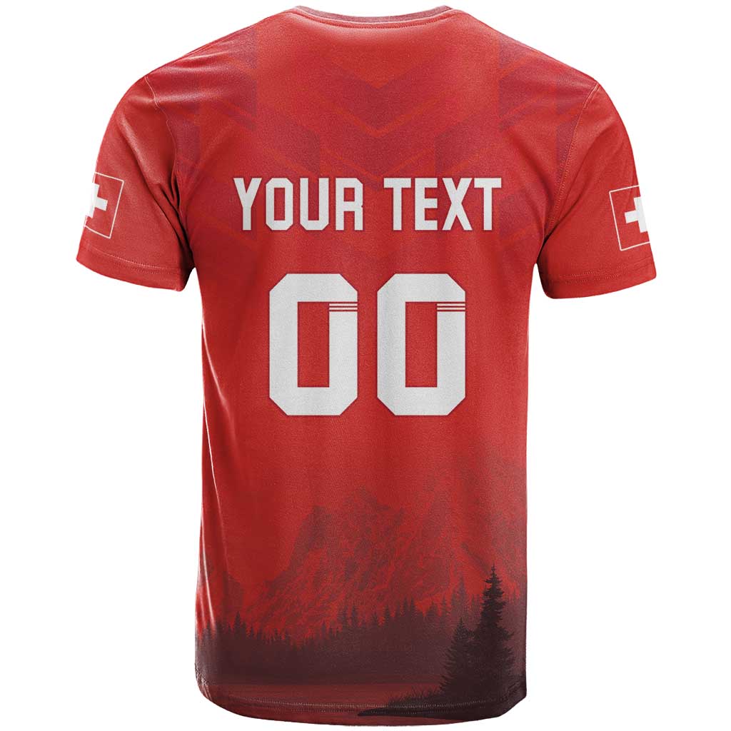 Custom Switzerland Football T-Shirt Red Crosses Go Champions Graphic Tee