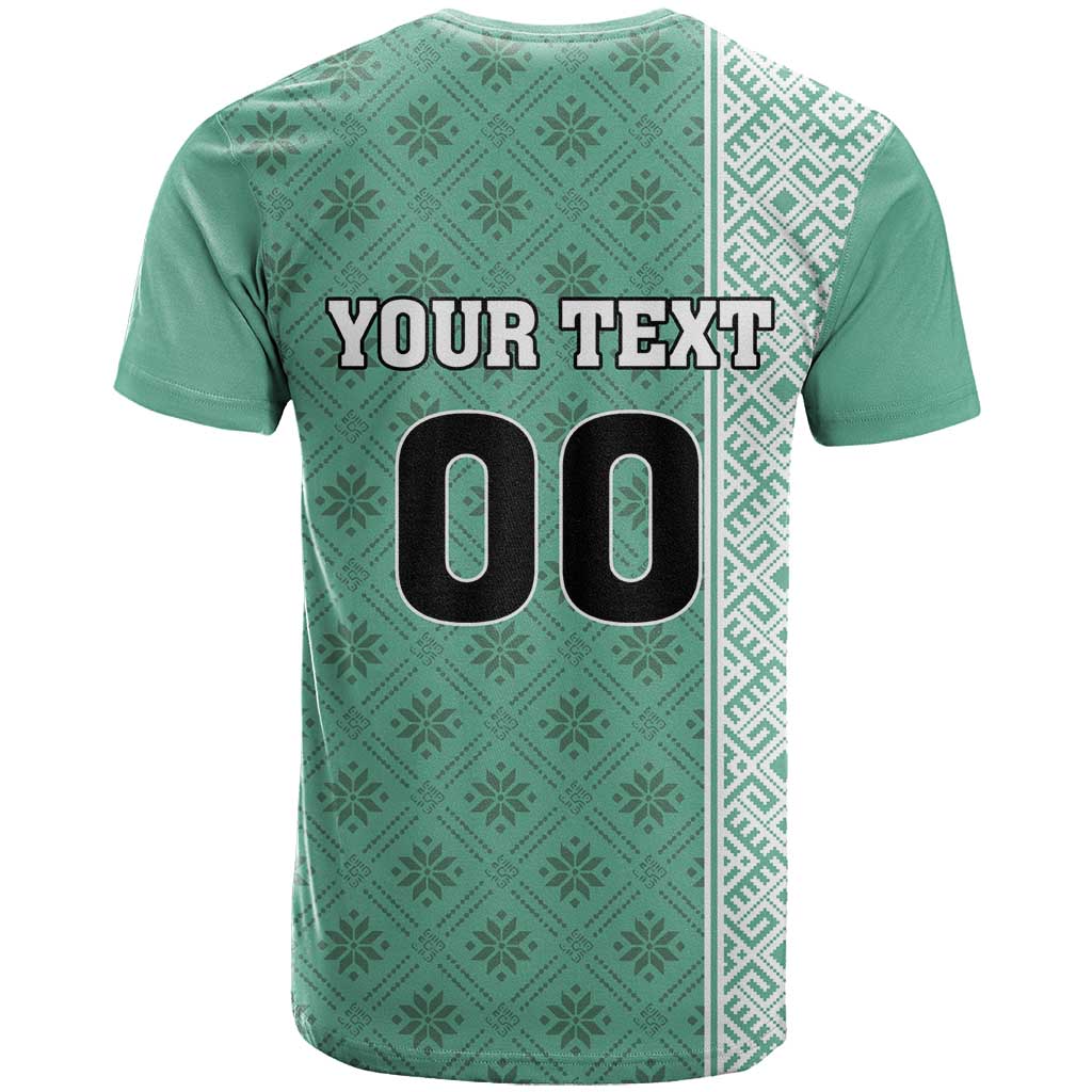 Custom Belarus Football T-Shirt The White Wings Green Version Graphic Tee