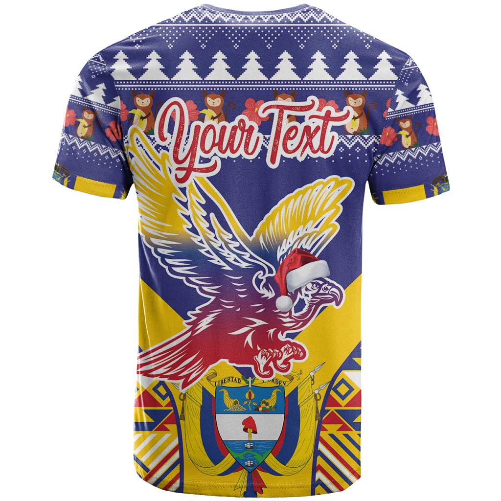 Personalized Colombia Christmas T-Shirt Andean Condor With Seamless Pattern Graphic Tee