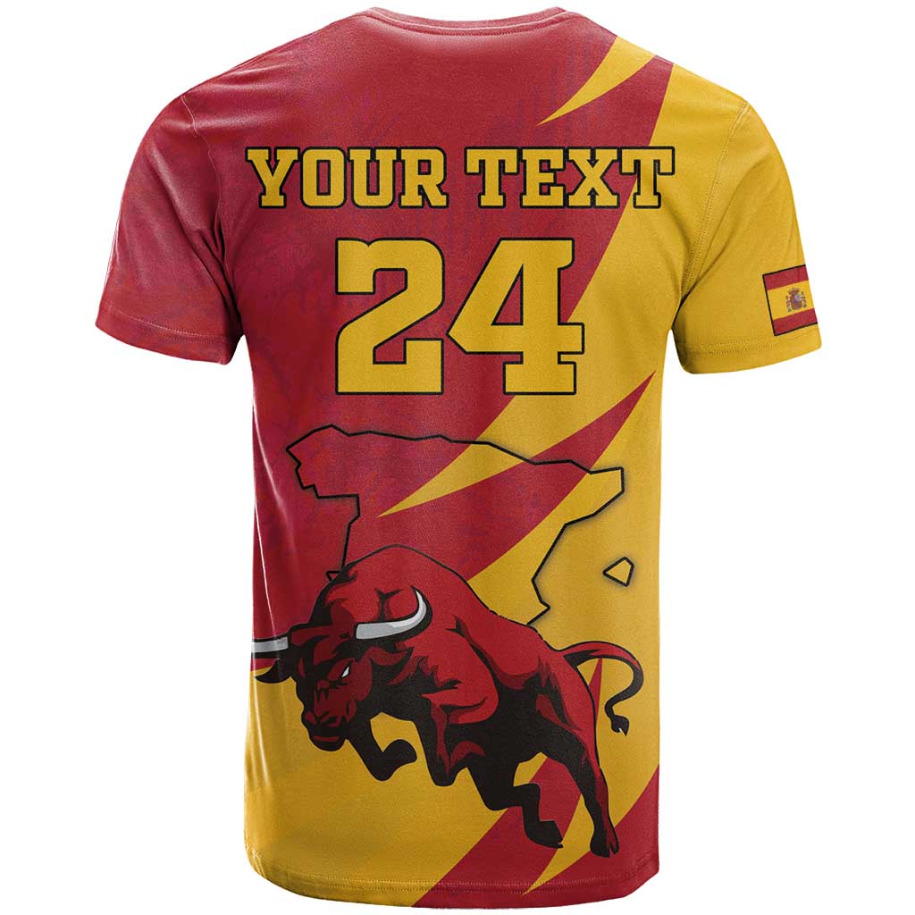 Custom Spain Aggressive Fighting Bull T-Shirt With Carnation Flowers Graphic Tee