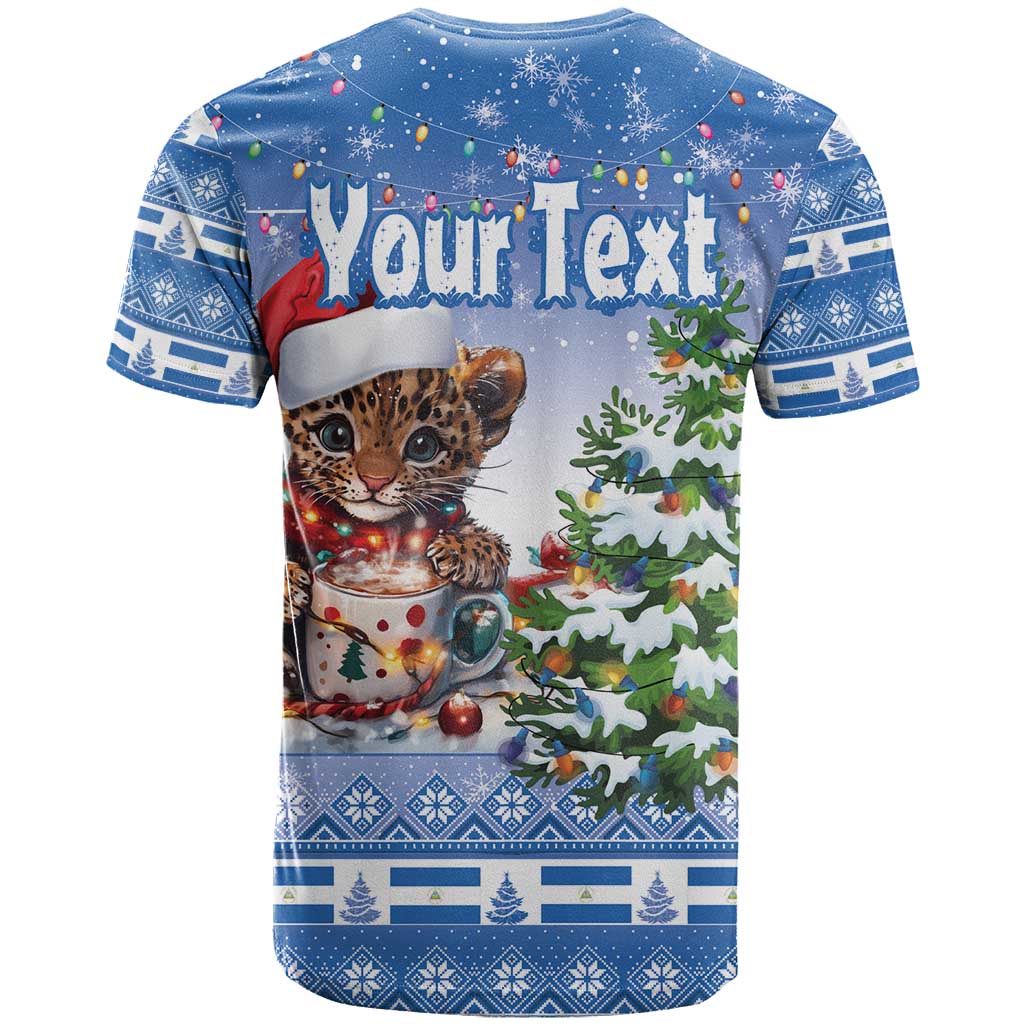 Personalized Nicaragua Christmas T-Shirt Panthera Onca Cute With Christmas Tree Graphic Tee