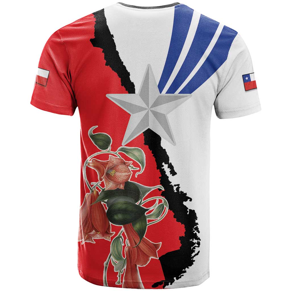 Chile Lapageria Rosea T-Shirt With Flag Color Graphic Tee