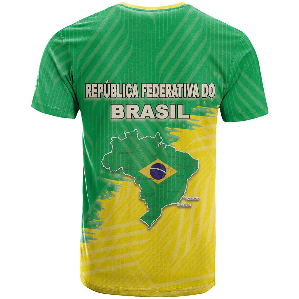 Brazil Coat Of Arms T-Shirt With Flag Style Graphic Tee