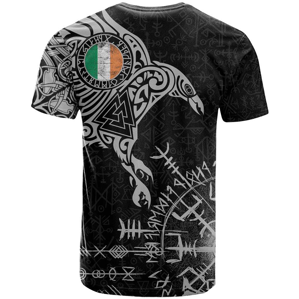 Ireland Viking Ravens T-Shirt Vegvisir Runes Pattern Graphic Tee