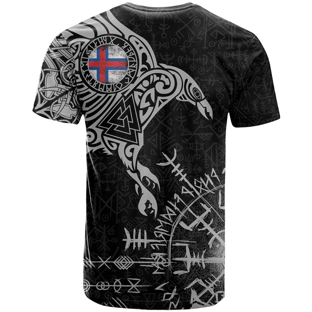 Faroe Islands Viking Ravens T-Shirt Vegvisir Runes Pattern Graphic Tee
