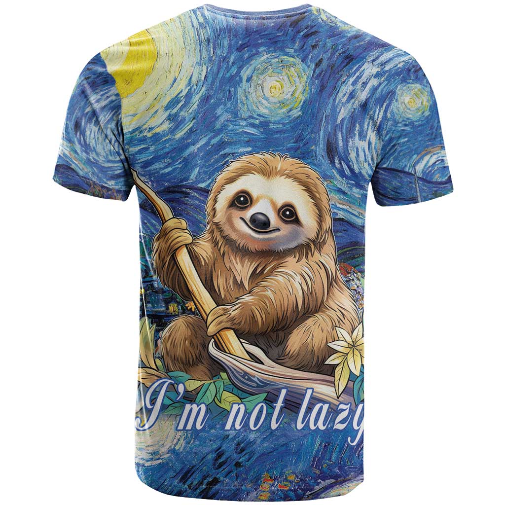 Sloth Starry Night T-Shirt I'm Not Lazy Graphic Tee