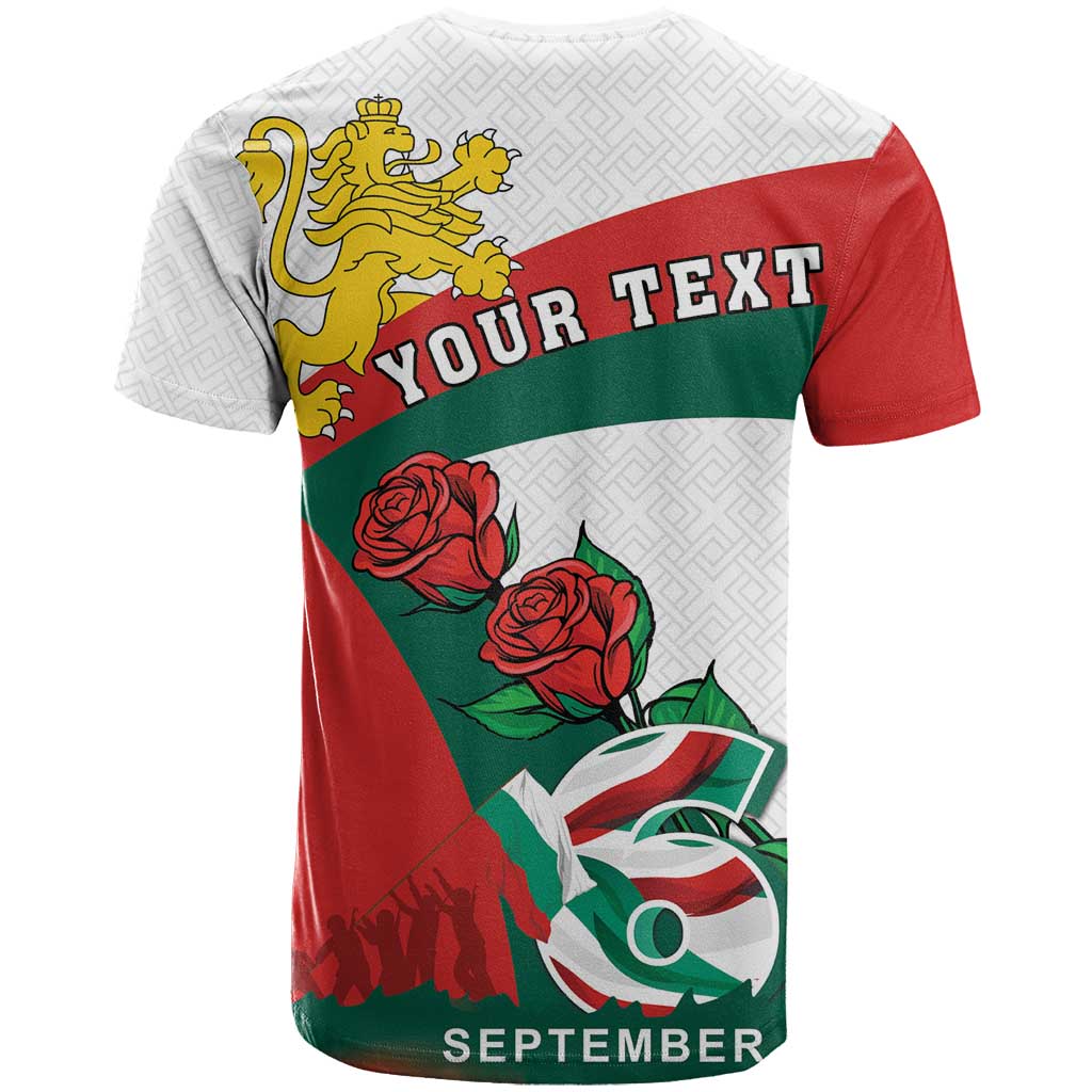 Personalized Bulgaria Unification Day T-Shirt Lion Rampant Red Rose Graphic Tee