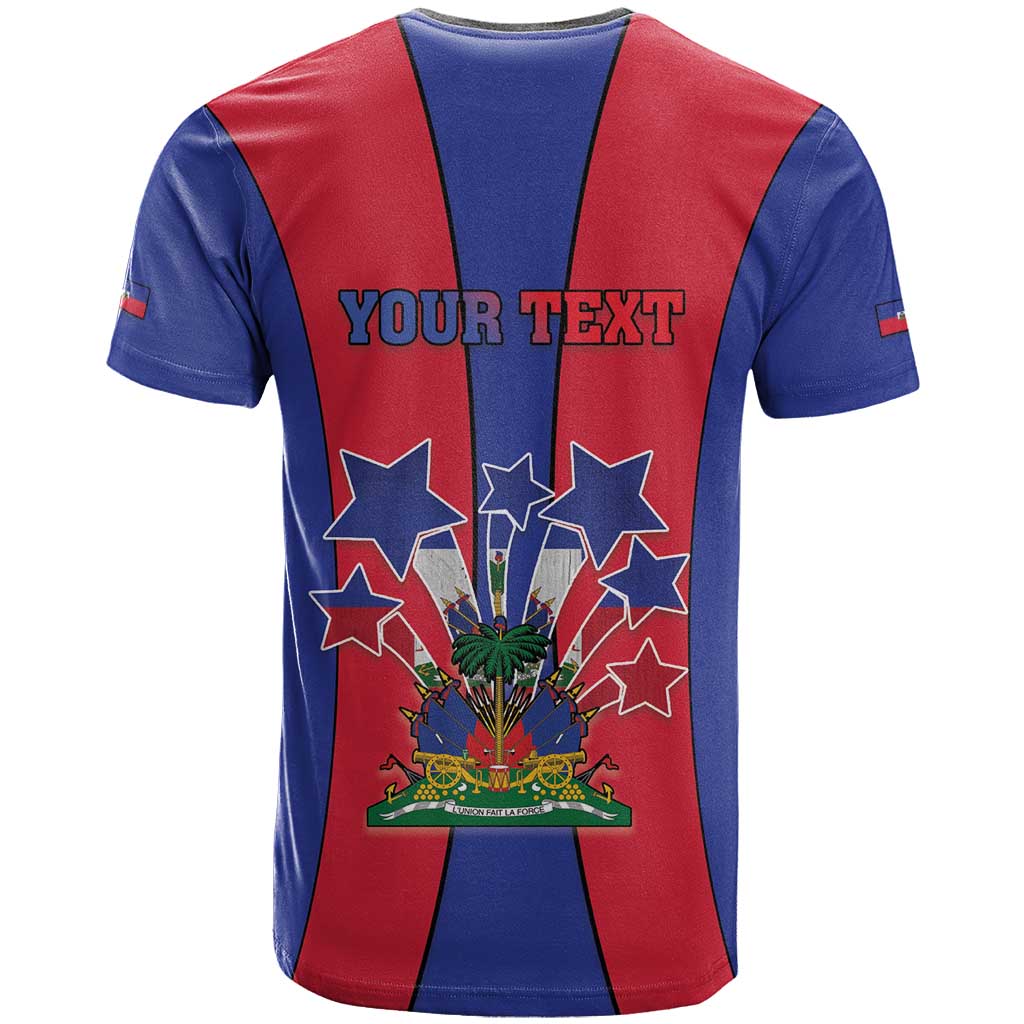 Personalized Haiti Coat Of Arms T-Shirt With Flag Color Graphic Tee