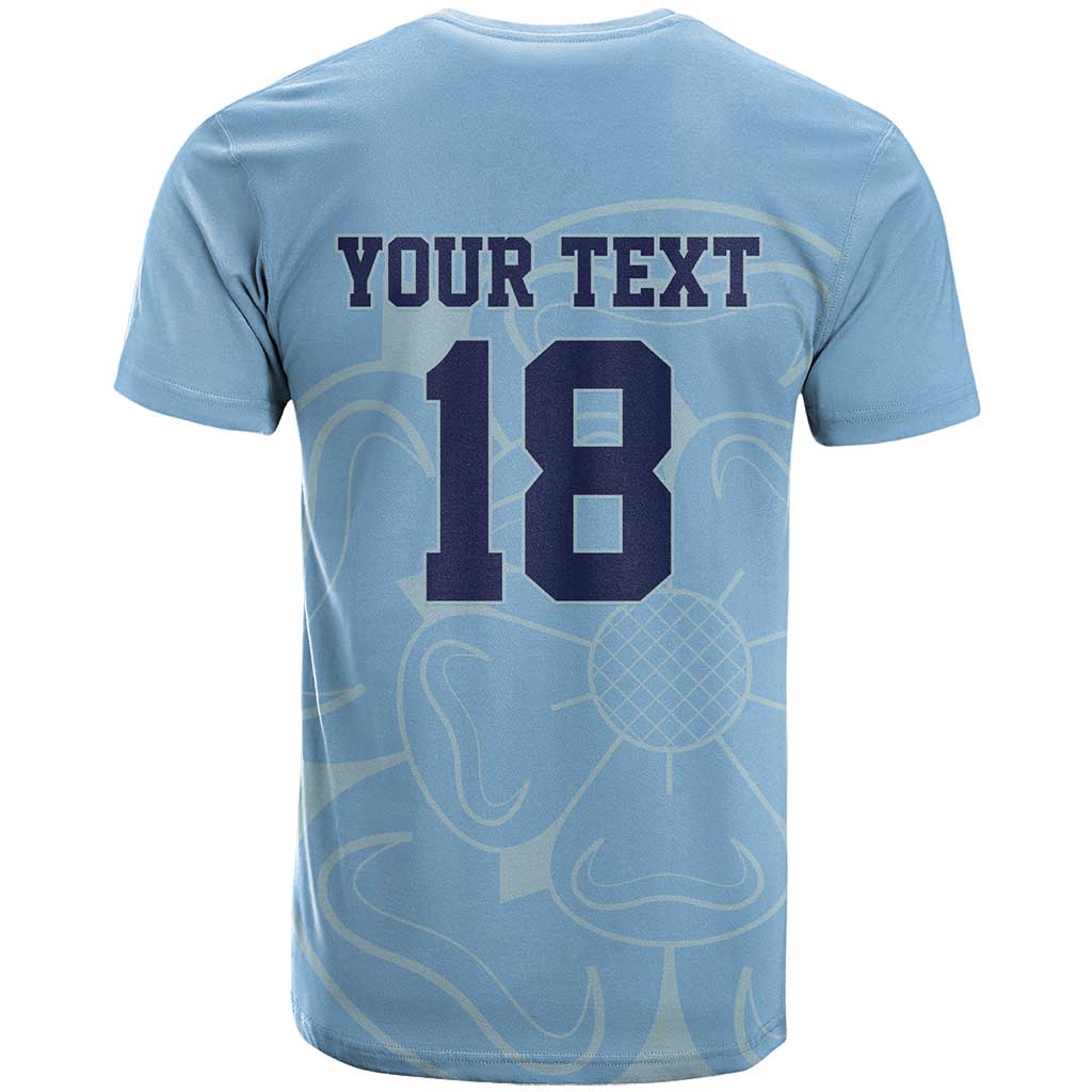 Custom Yorkshire Viking Spirit T-Shirt White Rose of York Blue Version Graphic Tee