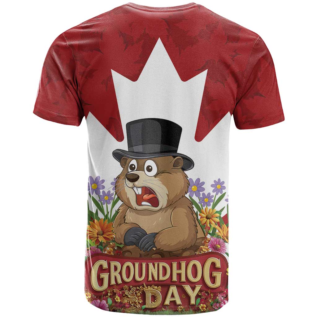 Funny Groundhog Day T-Shirt Canadian Maple Leaf Graphic Tee