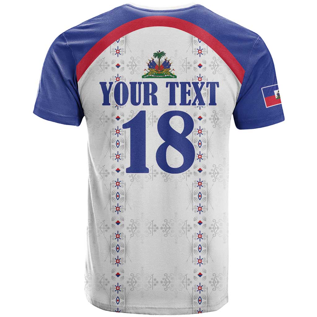 Custom Haiti Football T-Shirt Les Grenadiers Veve Haitian Vodou White Version Graphic Tee