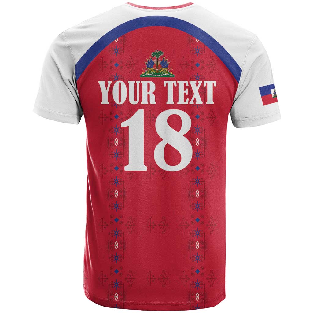 Custom Haiti Football T-Shirt Les Grenadiers Veve Haitian Vodou Red Version Graphic Tee