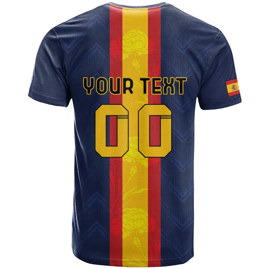 Custom Spain Football T-Shirt La Roja With Carnation Pattern Graphic Tee