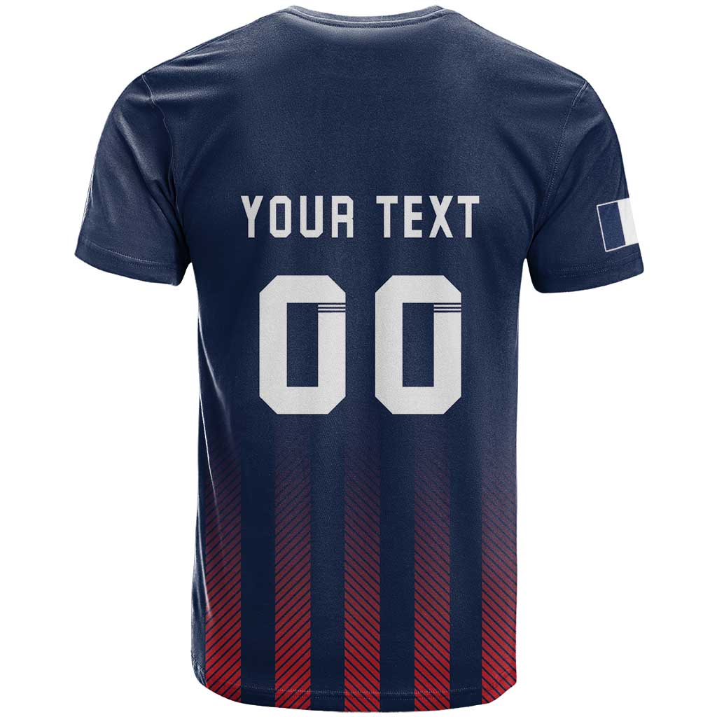 Custom France Football T-Shirt Les Bleus Gallic Rooster Graphic Tee