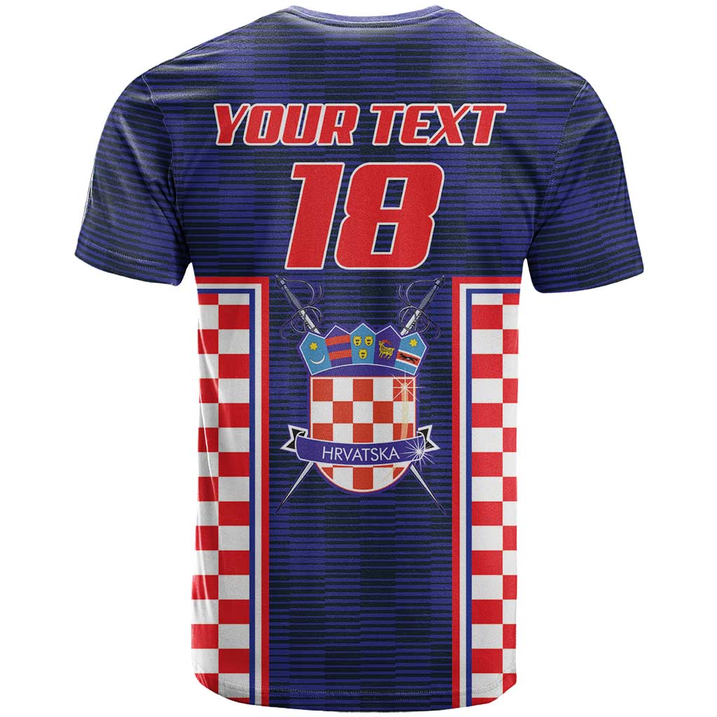 Custom Croatia Football T-Shirt Hrvatska Chessboard Heritage Graphic Tee