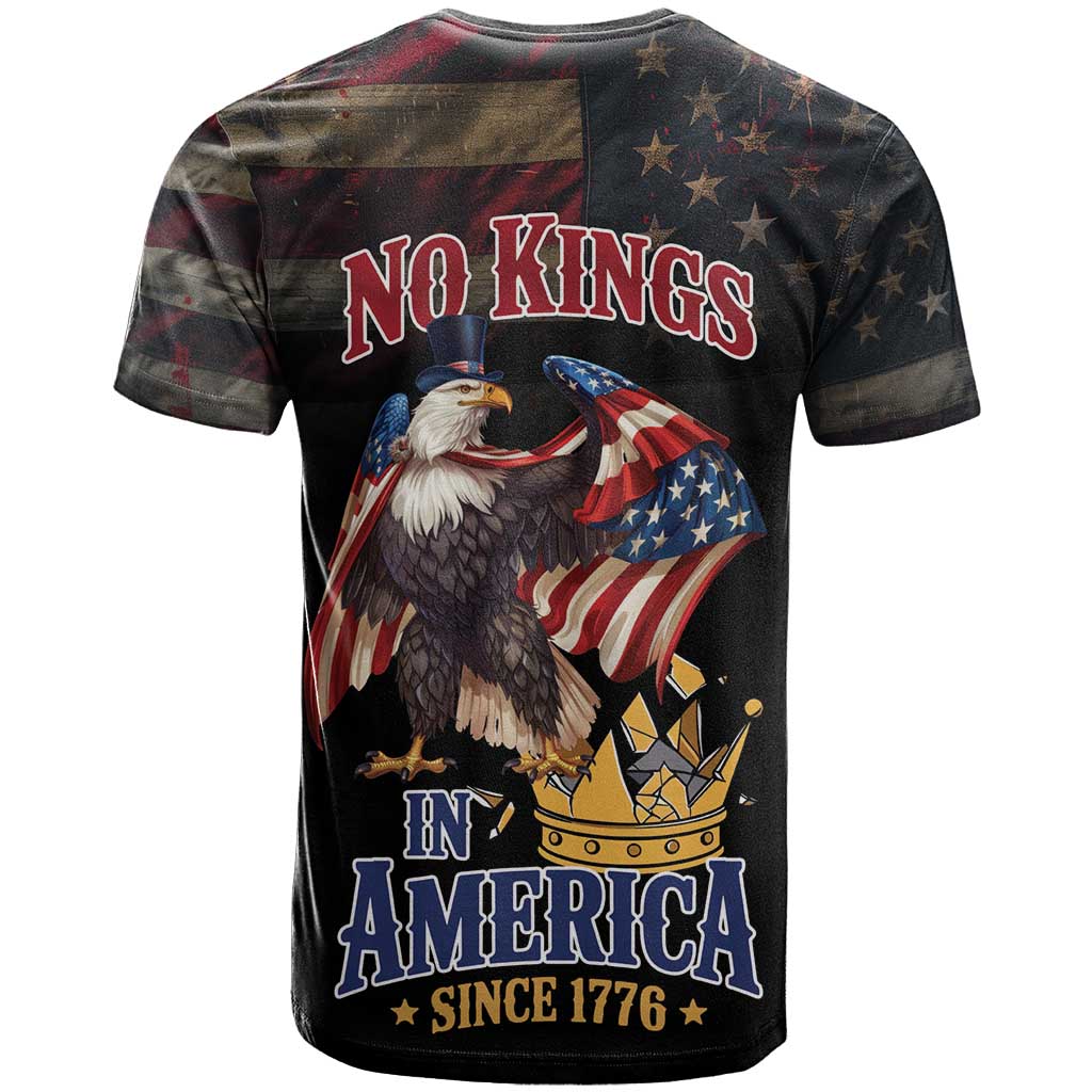 No Kings In America Since 1776 T-Shirt Eagle Crushing Crown Graphic Tee