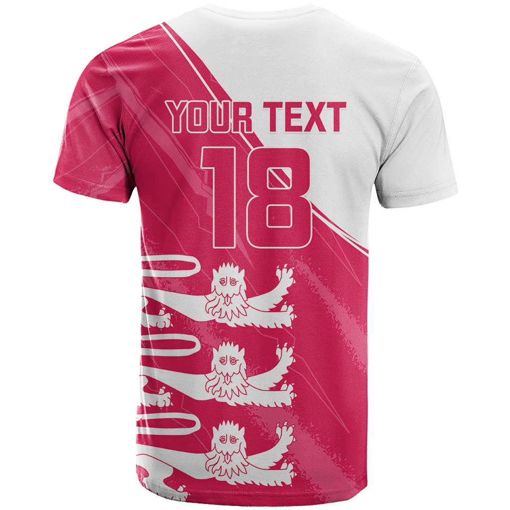 Custom Bailiwick of Jersey Cricket T-Shirt Jer Lions Champion Pink Version Graphic Tee