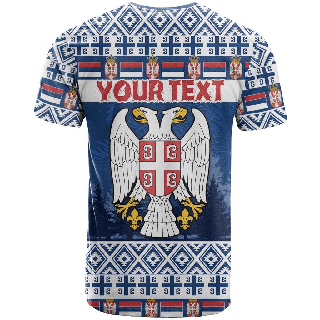 Personalized Serbia Christmas T-Shirt Coat Of Arms - Blue Version Graphic Tee