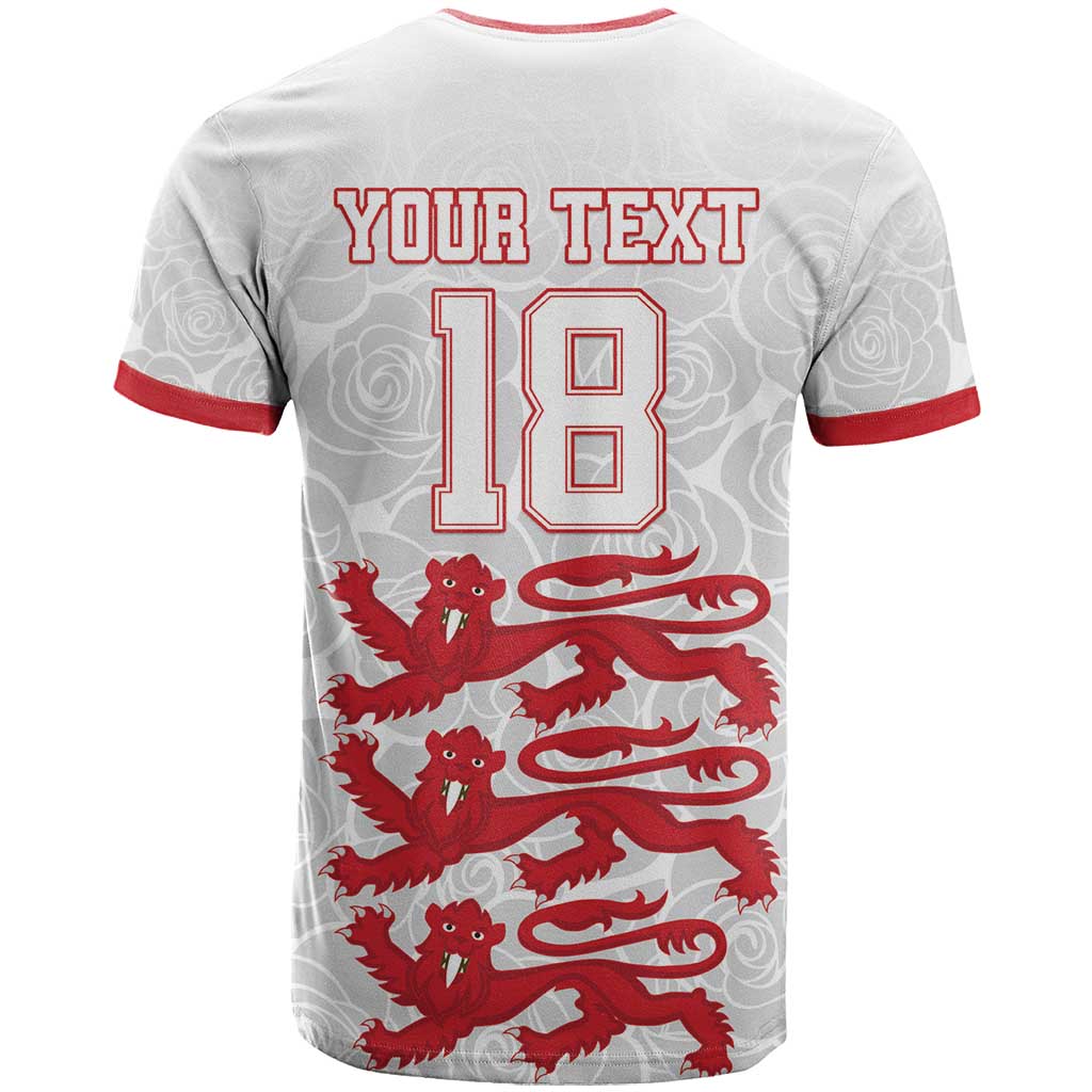 Custom England Fooball T-Shirt The Three Lions Red Version Graphic Tee