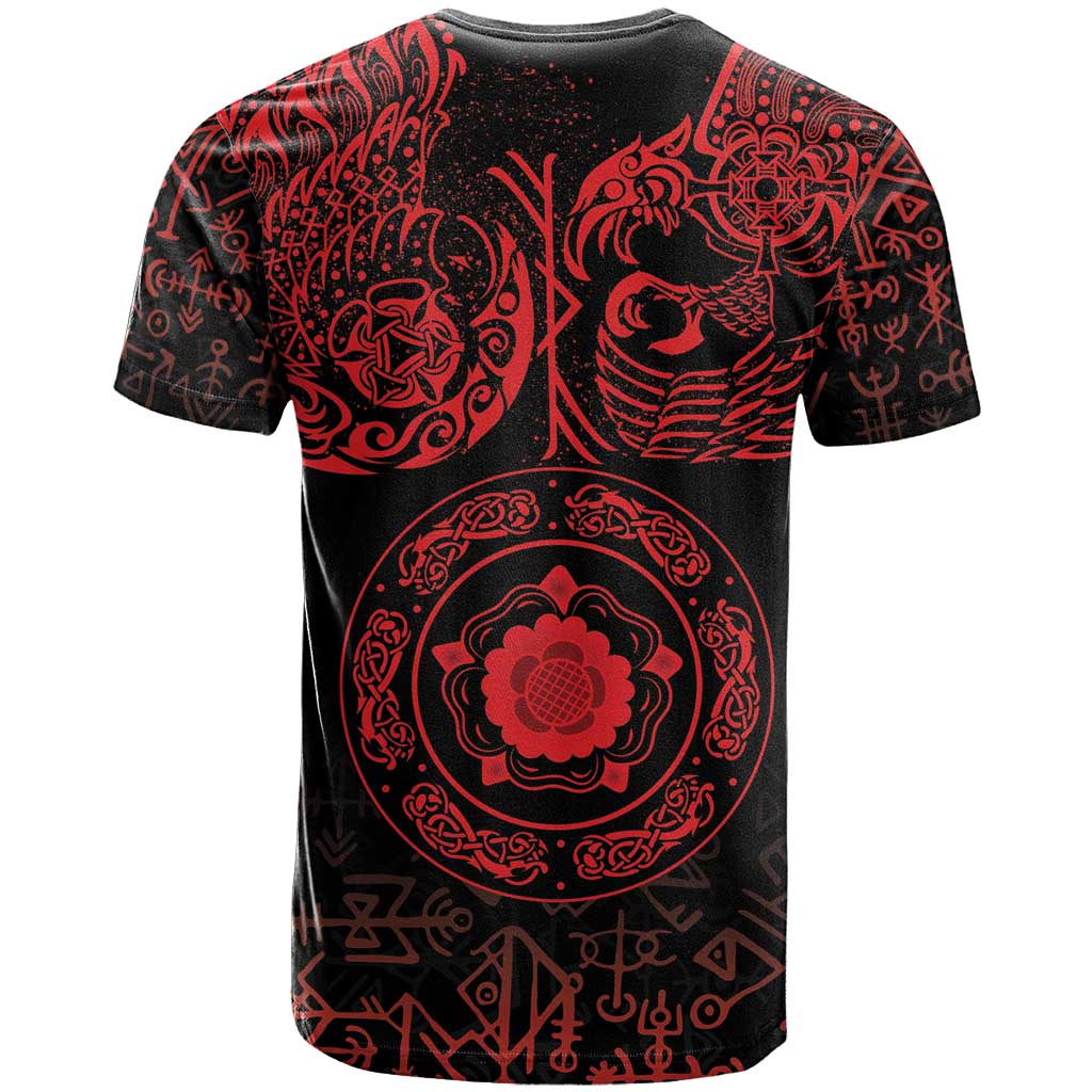 Viking Pride of Yorkshire T-Shirt Red Odins Ravens Nordic Graphic Tee