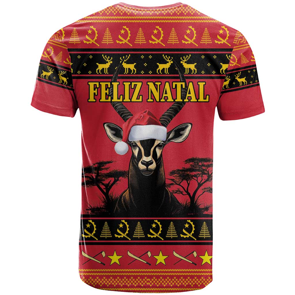 Angola Christmas T-Shirt Giant Sable Antelope Virtus Unita Fortior Graphic Tee