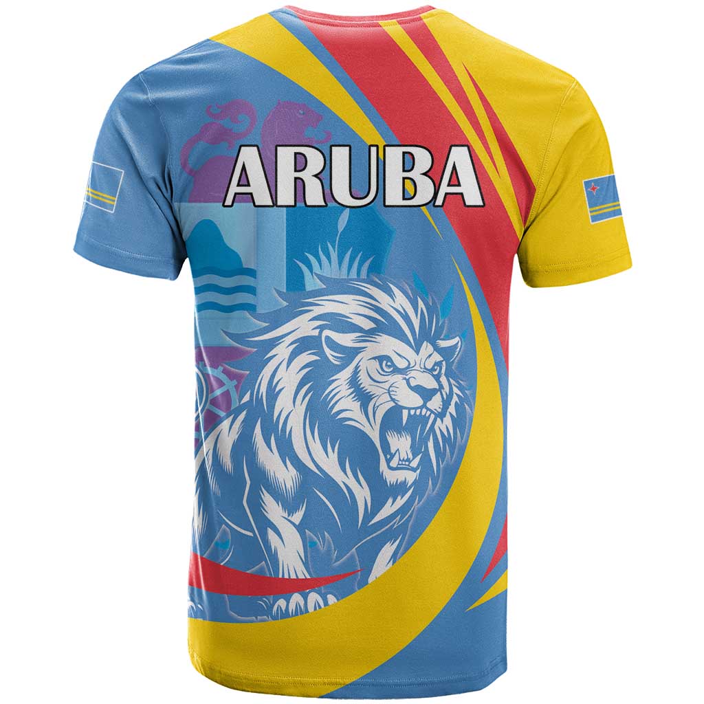 Aruba Lion Roaring T-Shirt With Coat Of Arms Graphic Tee