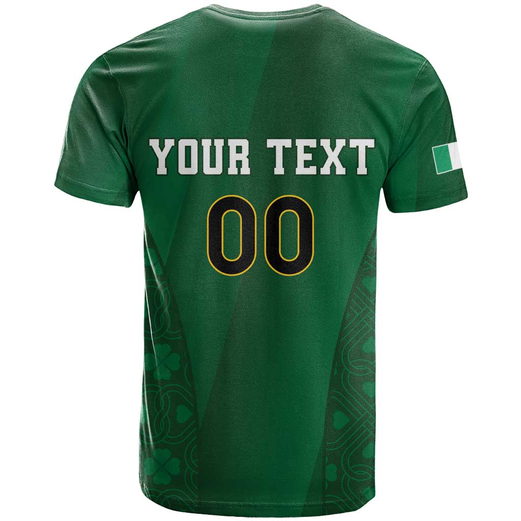 Custom Ireland Rugby T-Shirt Shamrock With Ireland Flag Colors Graphic Tee
