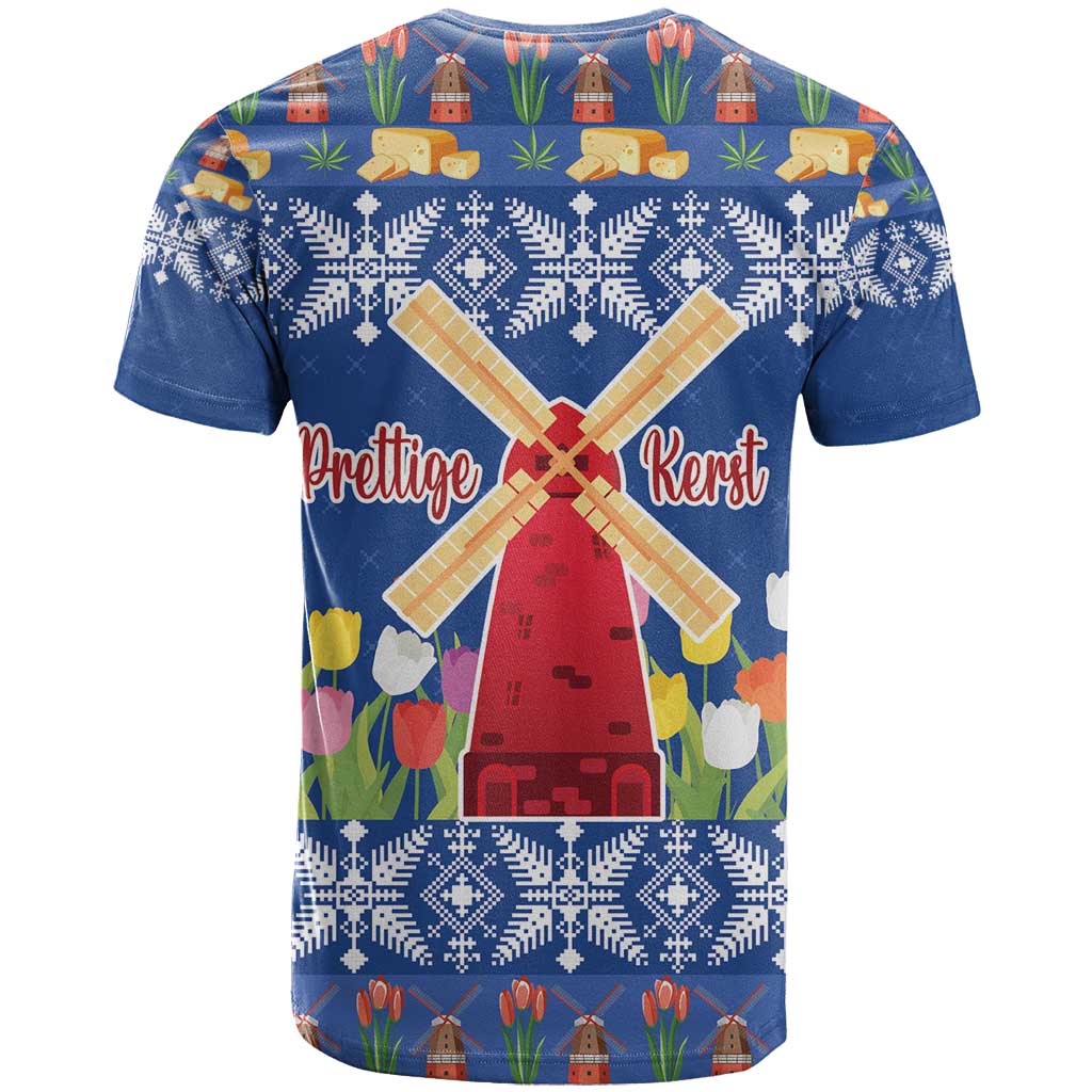 Netherlands Christmas T-Shirt Windmills With Tulip Flowers Graphic Tee