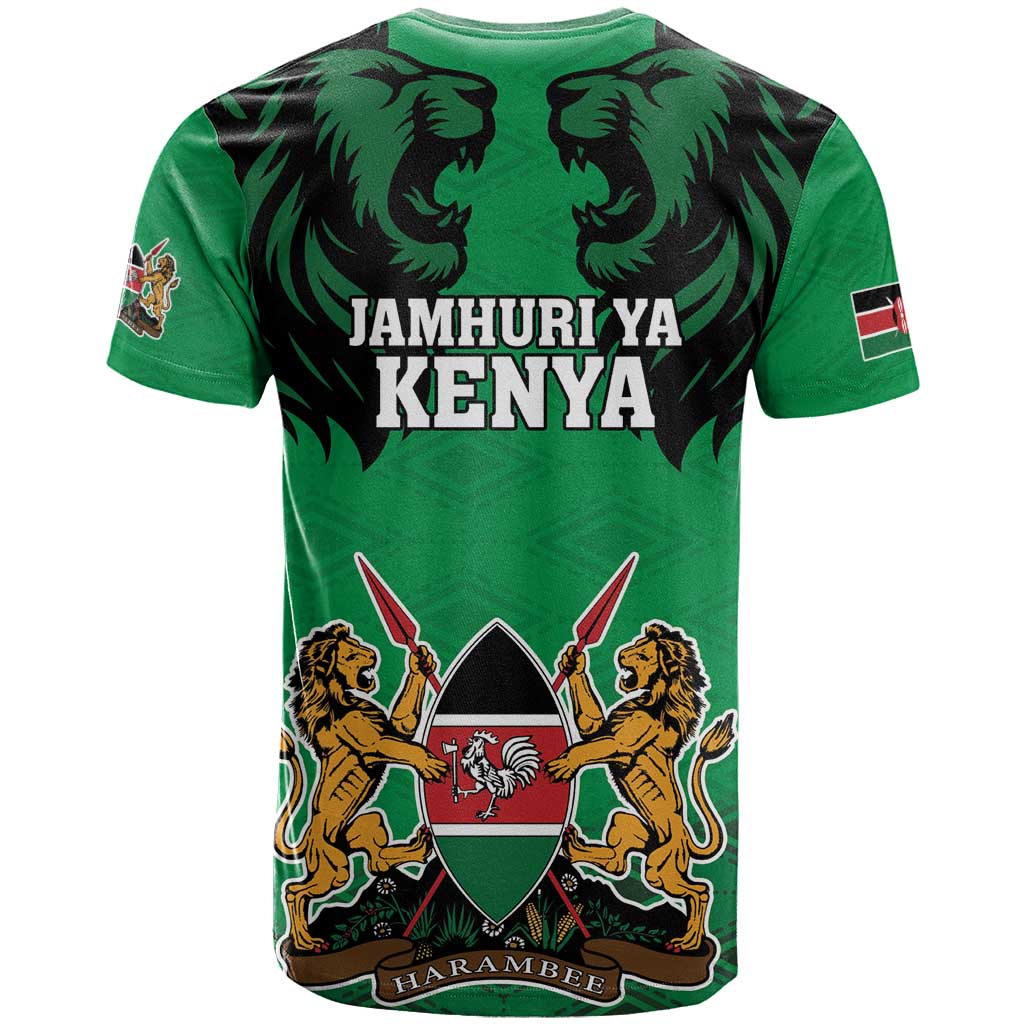 Kenya National Heroes Day T-Shirt Mashujaa With Lion Head And Coat Of Arms Graphic Tee