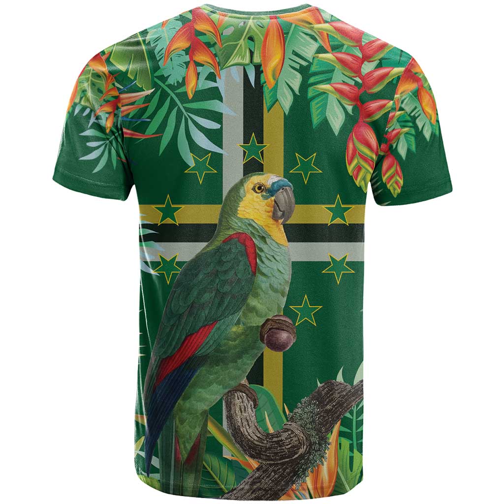 Dominica Sisserou Parrot T-Shirt Tropical Flower Flag Style Graphic Tee