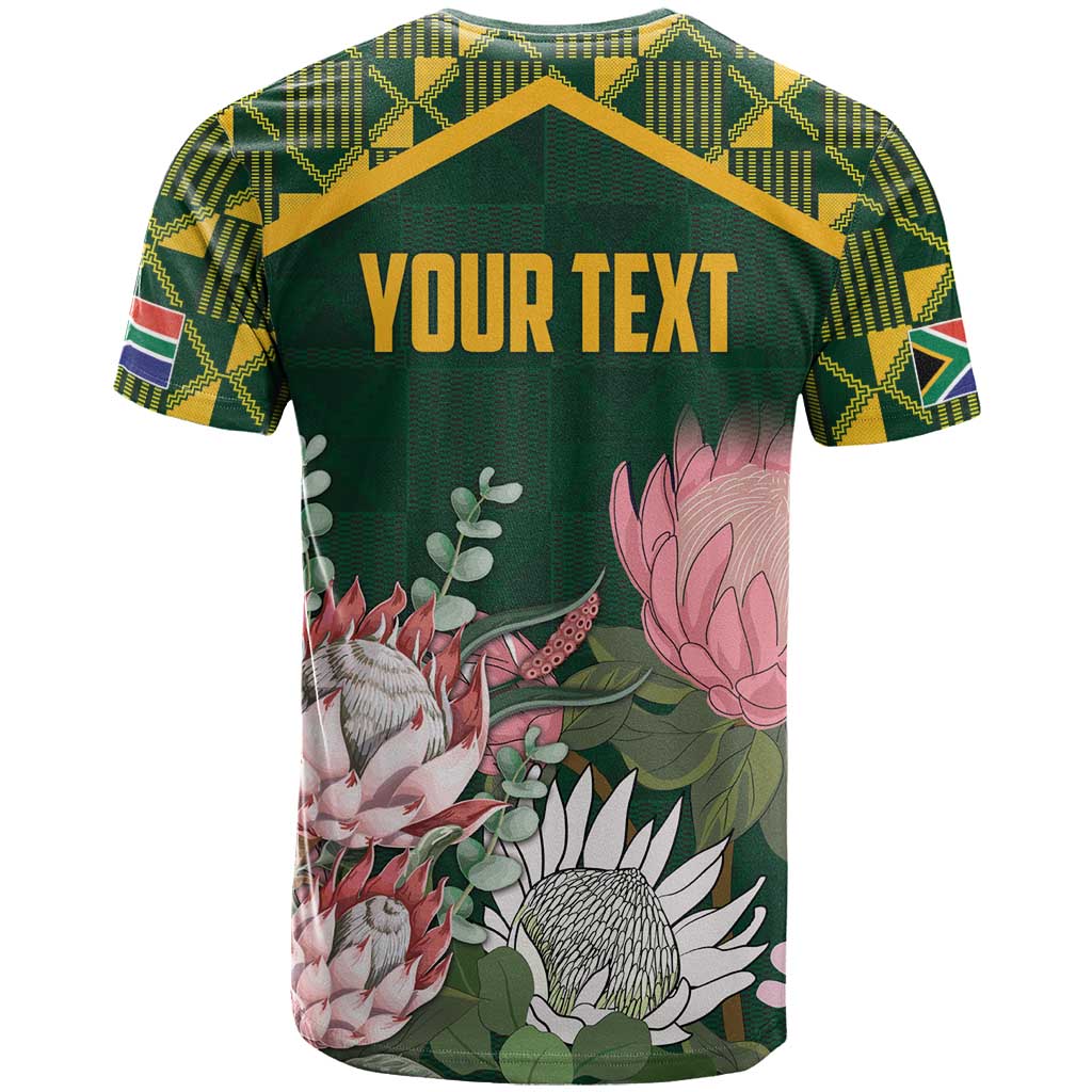Personalized South Africa King Protea T-Shirt With Kente Patterns Graphic Tee