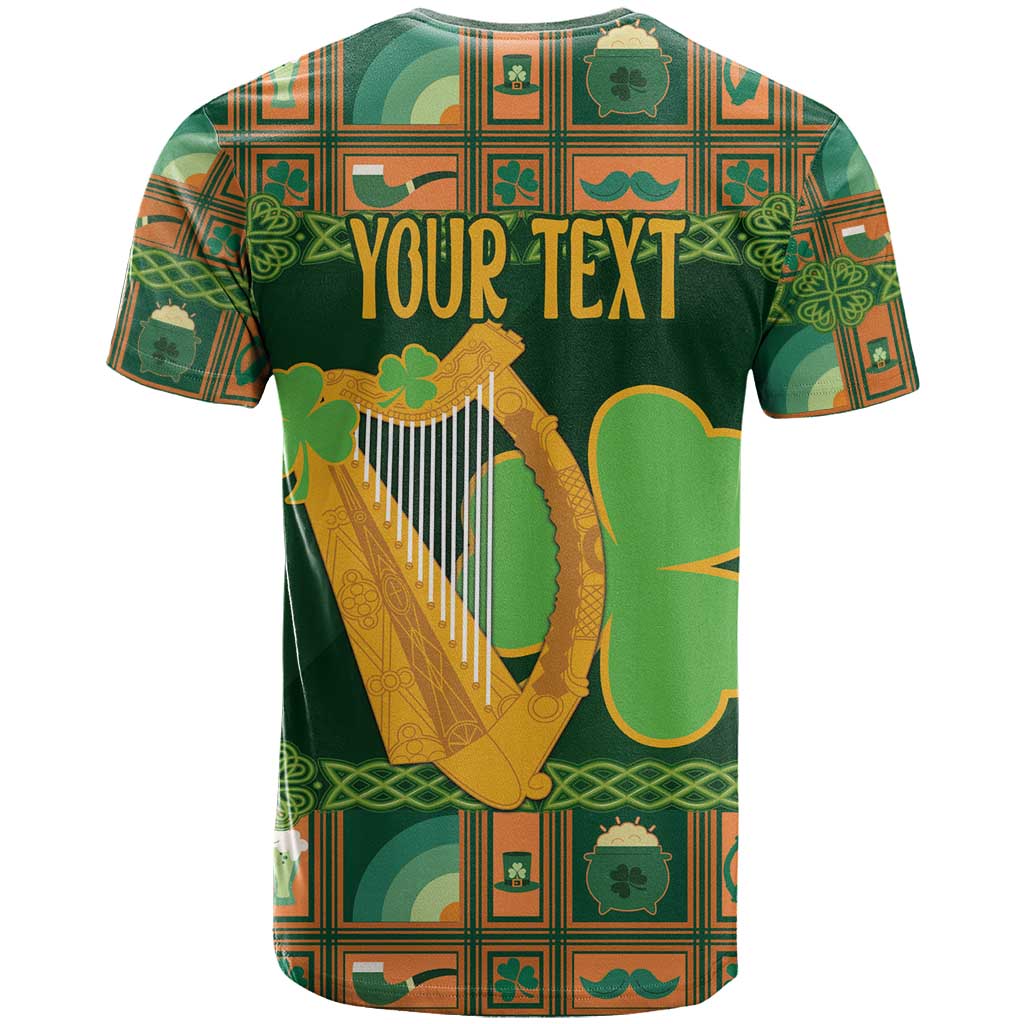 Personalized Ireland Christmas T-Shirt Irish Harp With Lucky Shamrock Graphic Tee