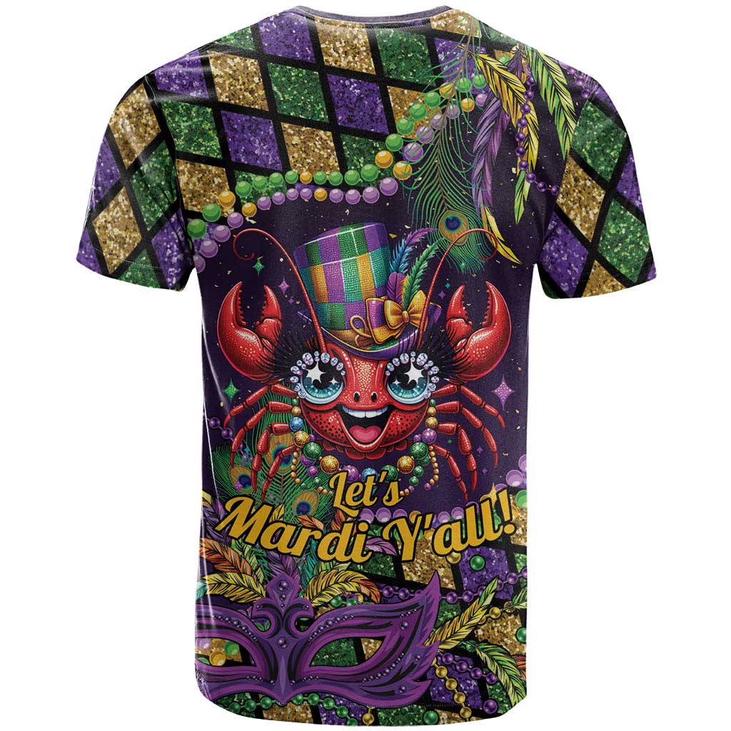 Mardi Gras Crawfish T-Shirt Let's Mardi Y'all Graphic Tee