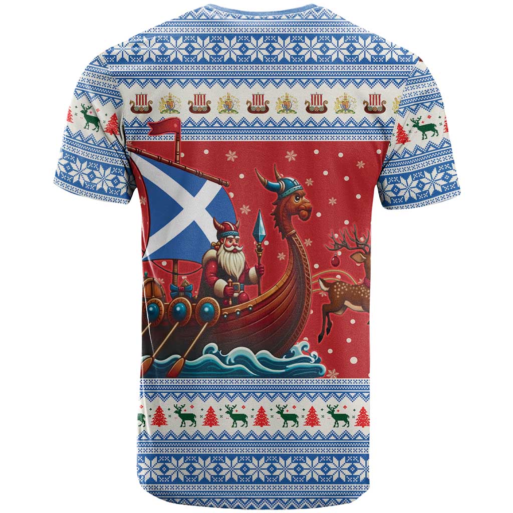 Scotland Viking Santa Christmas T-Shirt Funny Reindeer Norse Xmas Graphic Tee