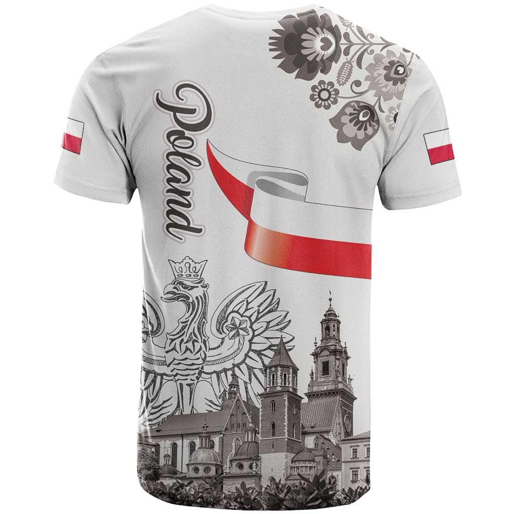 Poland Eagle Heritage T-Shirt Wawel Castle Polish Wycinanki Folk Pattern Graphic Tee