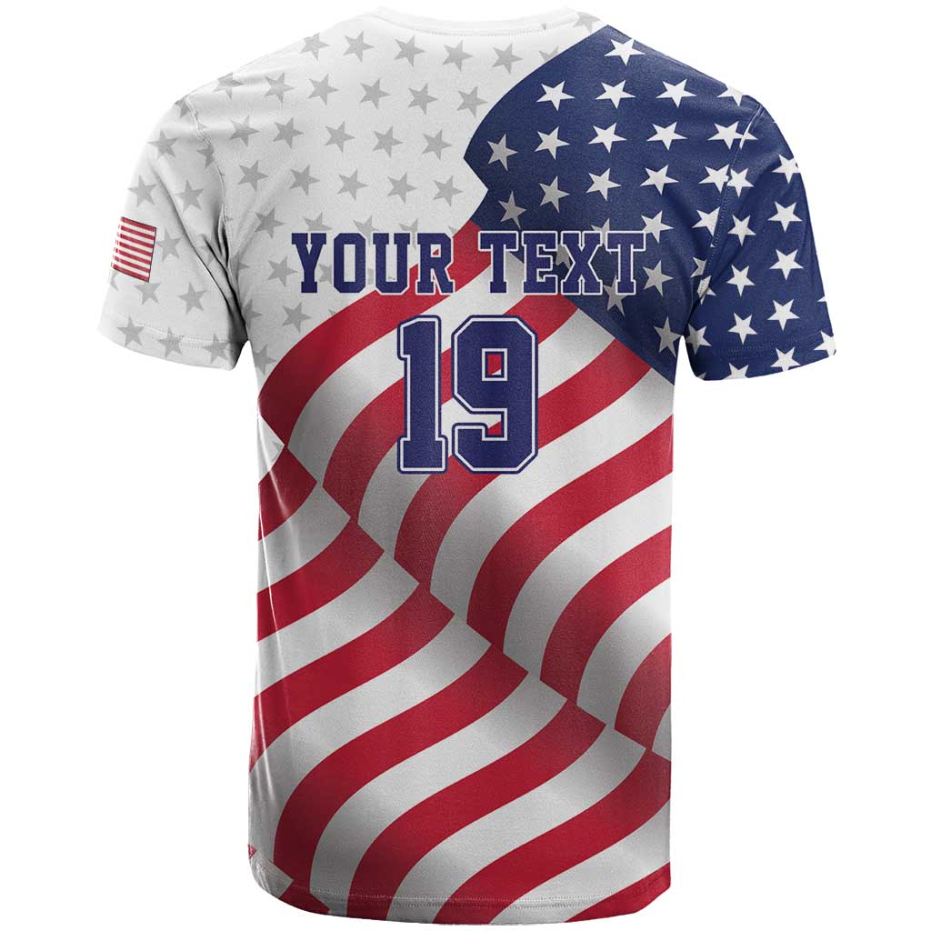 Custom USA Ice Hockey T-Shirt Eagle Mascot Stars and Stripes Design Graphic Tee