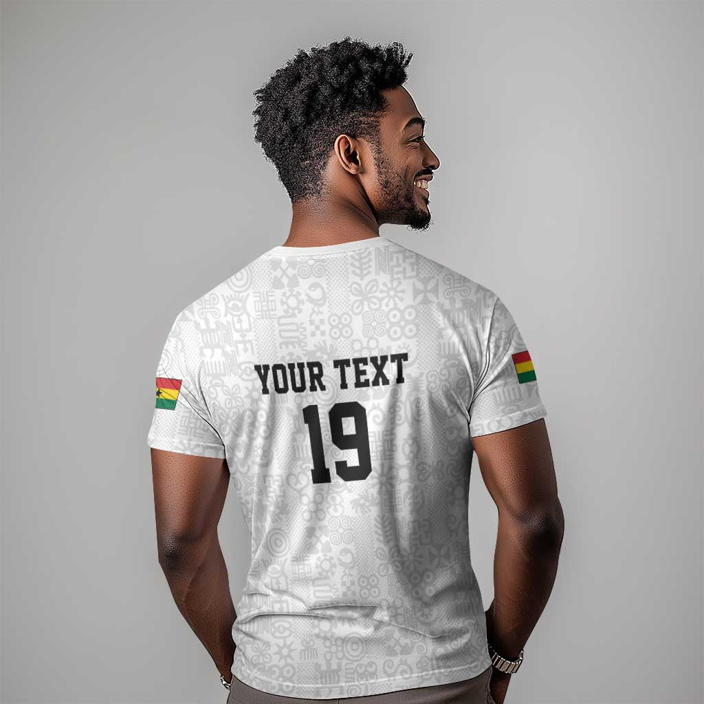 Custom World Football 2026 Ghana T-Shirt Black Stars Rise with White Adinkra Pattern Graphic Tee