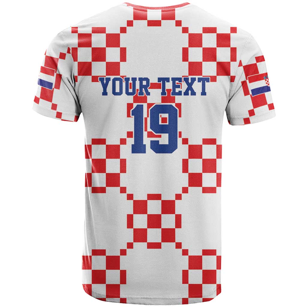 Custom World Football 2026 Croatia T-Shirt Hrvatska Checkerboard Style Graphic Tee