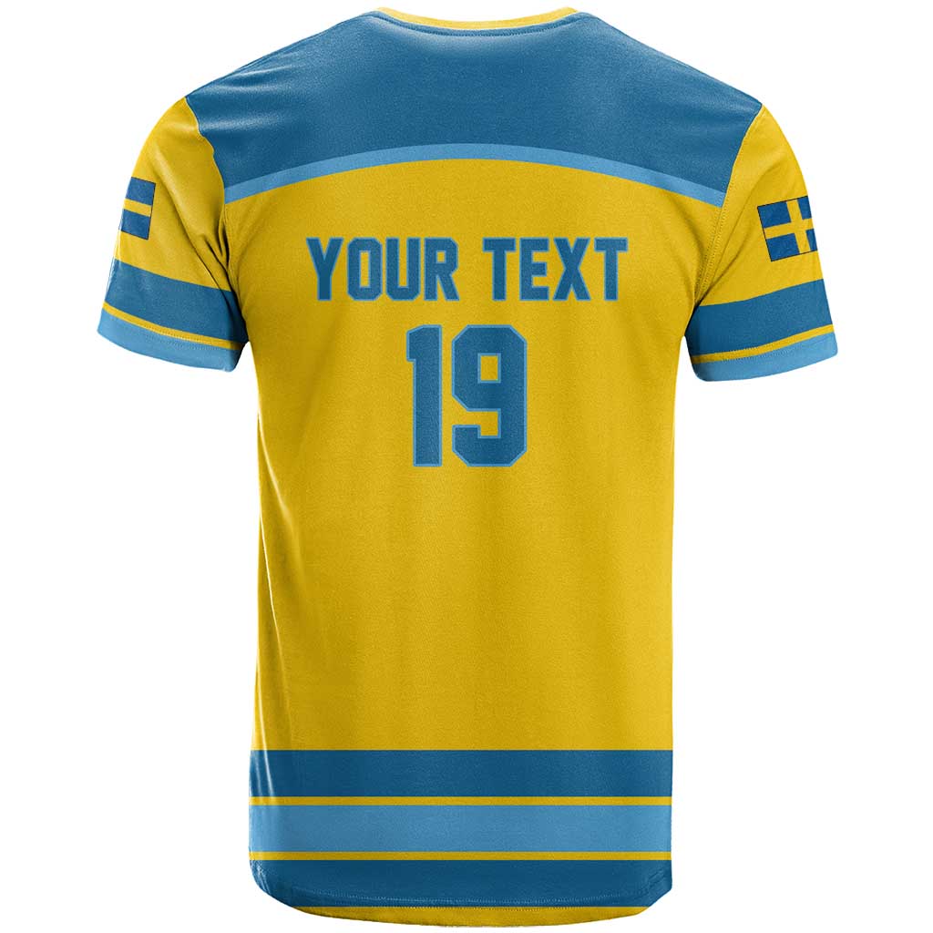 Sweden Ice Hockey Custom T-Shirt Swedish Coat of Arms Design Graphic Tee