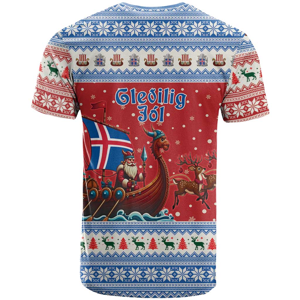 Iceland Viking Santa Christmas T-Shirt Funny Reindeer Norse Xmas Graphic Tee