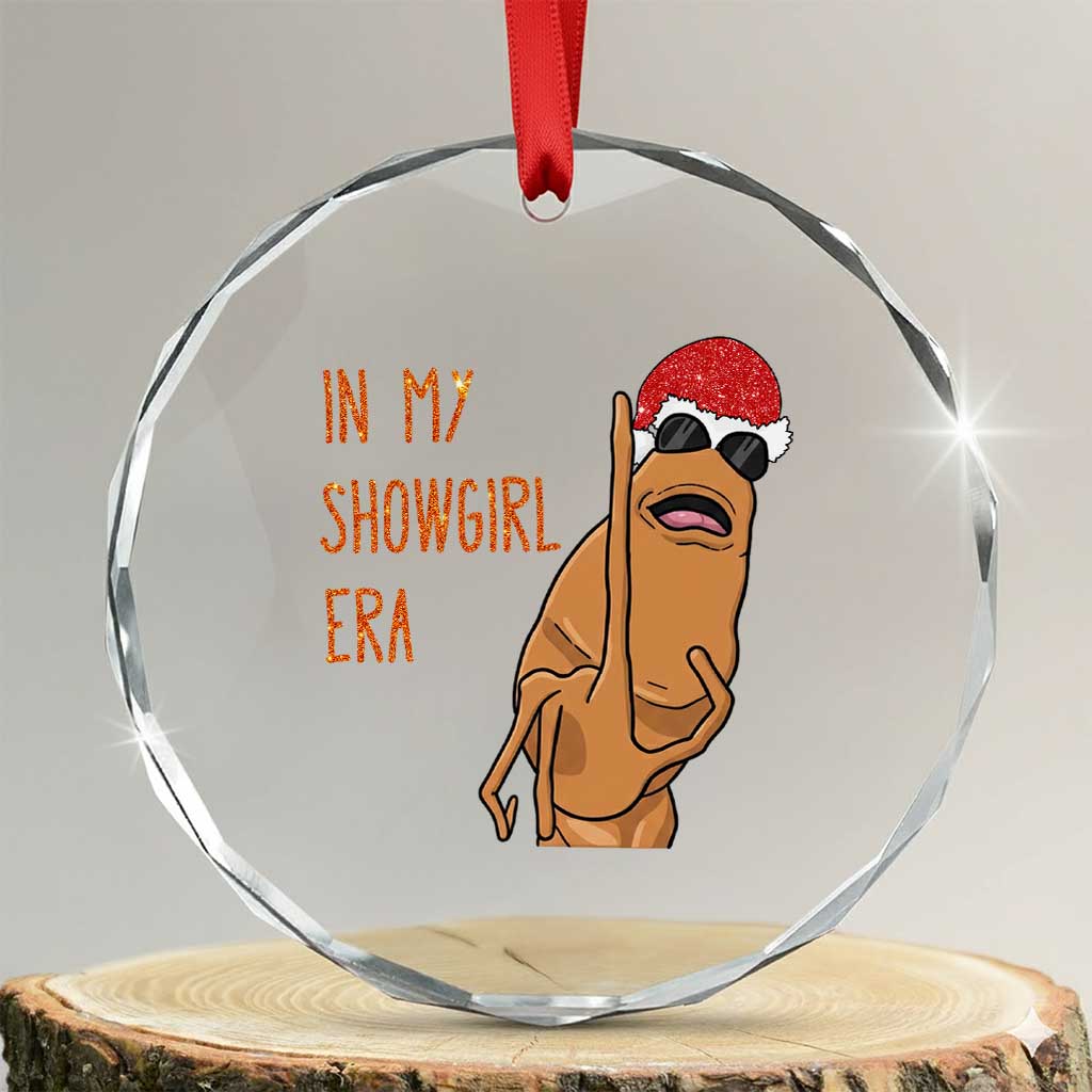 Marcus the Worm Crystal Glass Ornament - Christmas Meme Decor, In My Costume Era Trend - Transparent Glass - 3'' Circle
