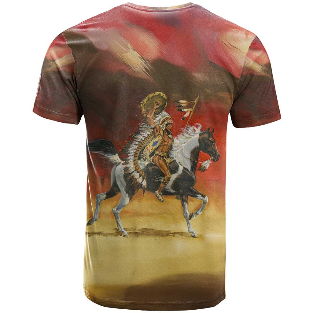 Native American Warrior Riding Horse All over T-Shirt LT10 Graphic Tee