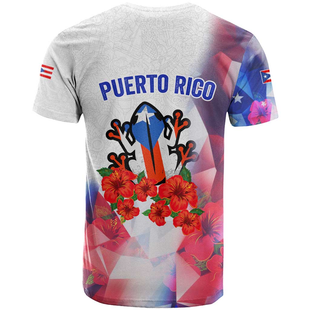 Puerto Rico T-Shirt with Coqui Frog, Hibiscus Flowers, and Flag Landmark Design Graphic Tee