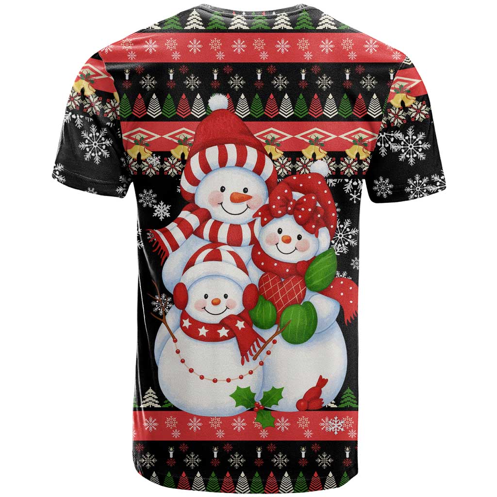 Lovely Snowman Christmas T-Shirt Xmas Holiday Patterns Graphic Tee