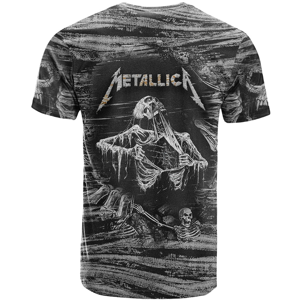 Black and White Metallica Skull T-Shirt Graphic Tee