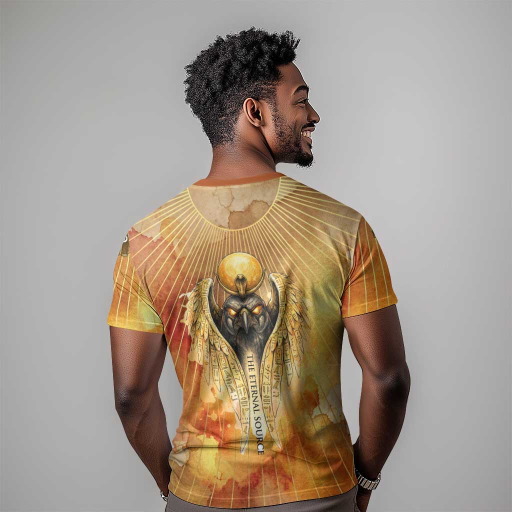 Ra Egyptian T-Shirt Sun God Eye of Ra Fiery Wings Eternal Source Golden Light Graphic Tee